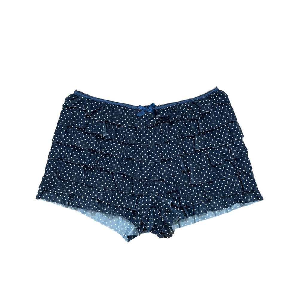 Blue Riot Bloomer Dollette Mini Shorts Navy Polka Dot Belletcore Women SZ Medium